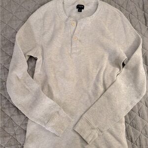 J. Crew Light grey waffle knit Henley